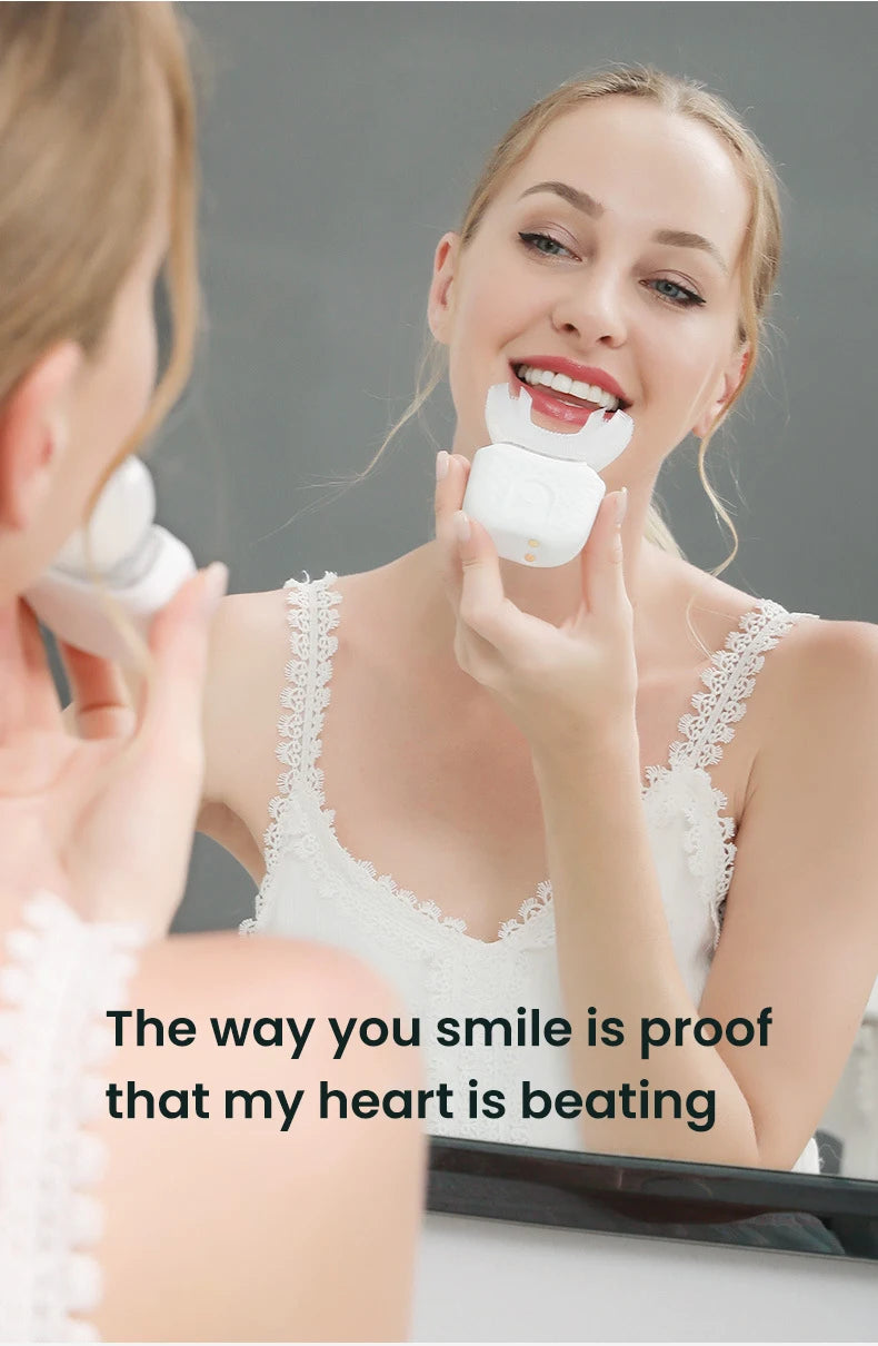 Electric U-Shaped Toothbrush for Adults - Soft-Bristles Teeth Whitening Kit, Oral Care with Auto-Timing & 360° Gum Protection