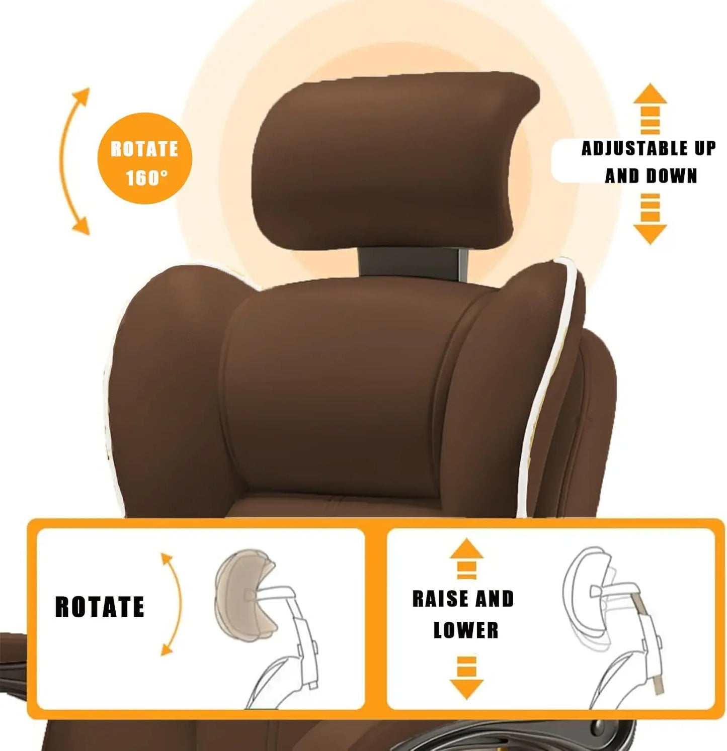 Executive Office Chair with Foot Rest High Back Office Chair Computer Gaming Chairs Big and Tall PU Leather Office Brown