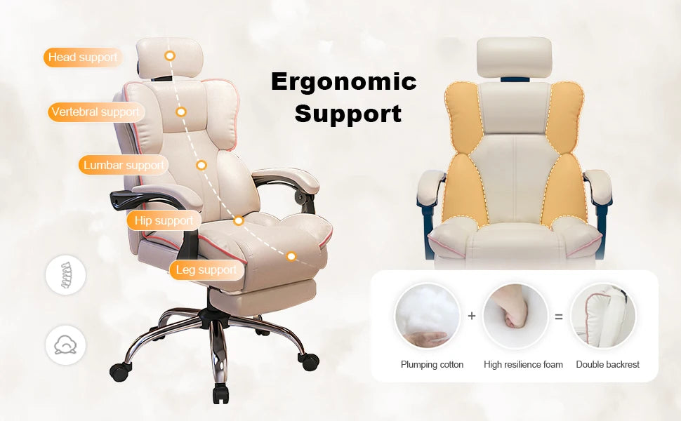 Executive Office Chair with Foot Rest High Back Office Chair Computer Gaming Chairs Big and Tall PU Leather Office Brown