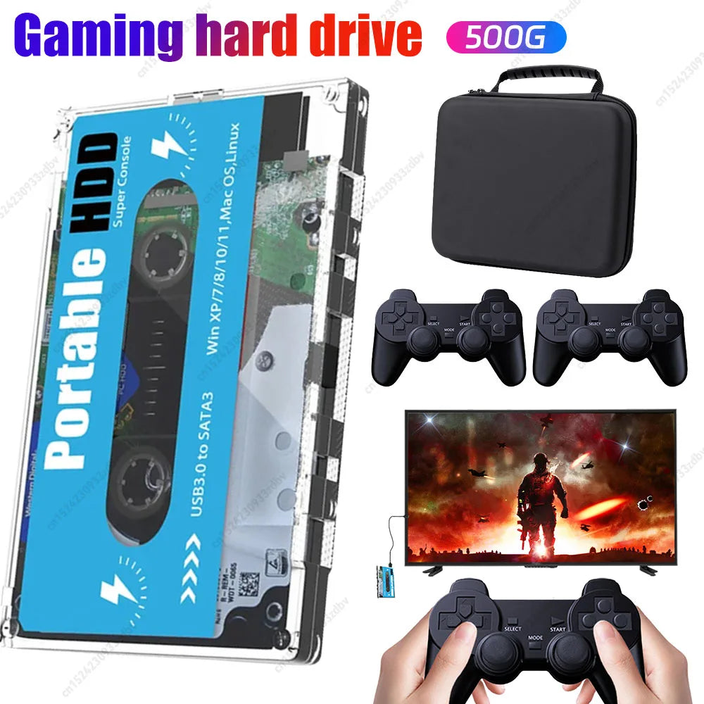 500G Portable External Hard Drive Batocera 33 With 110000+ Game Games for PS2/PS1/SS/MAME/ARCADE Emulator for Laptop/PC/Windows