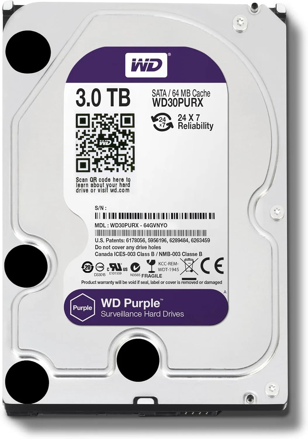 WD Purple 4TB 1TB 2TB 3TB 6TSurveillance Internal Hard Drive Disk 3.5" 64MCache SATA III 6Gb/s HDD HD Harddisk for CCTV DVR NVR