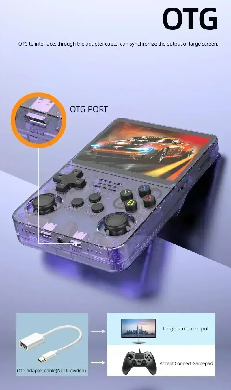 Open Source R36S Retro Handheld Video Game Console Linux System 3.5 Inch IPS Screen Portable Pocket Video Player R36S 64GB Games