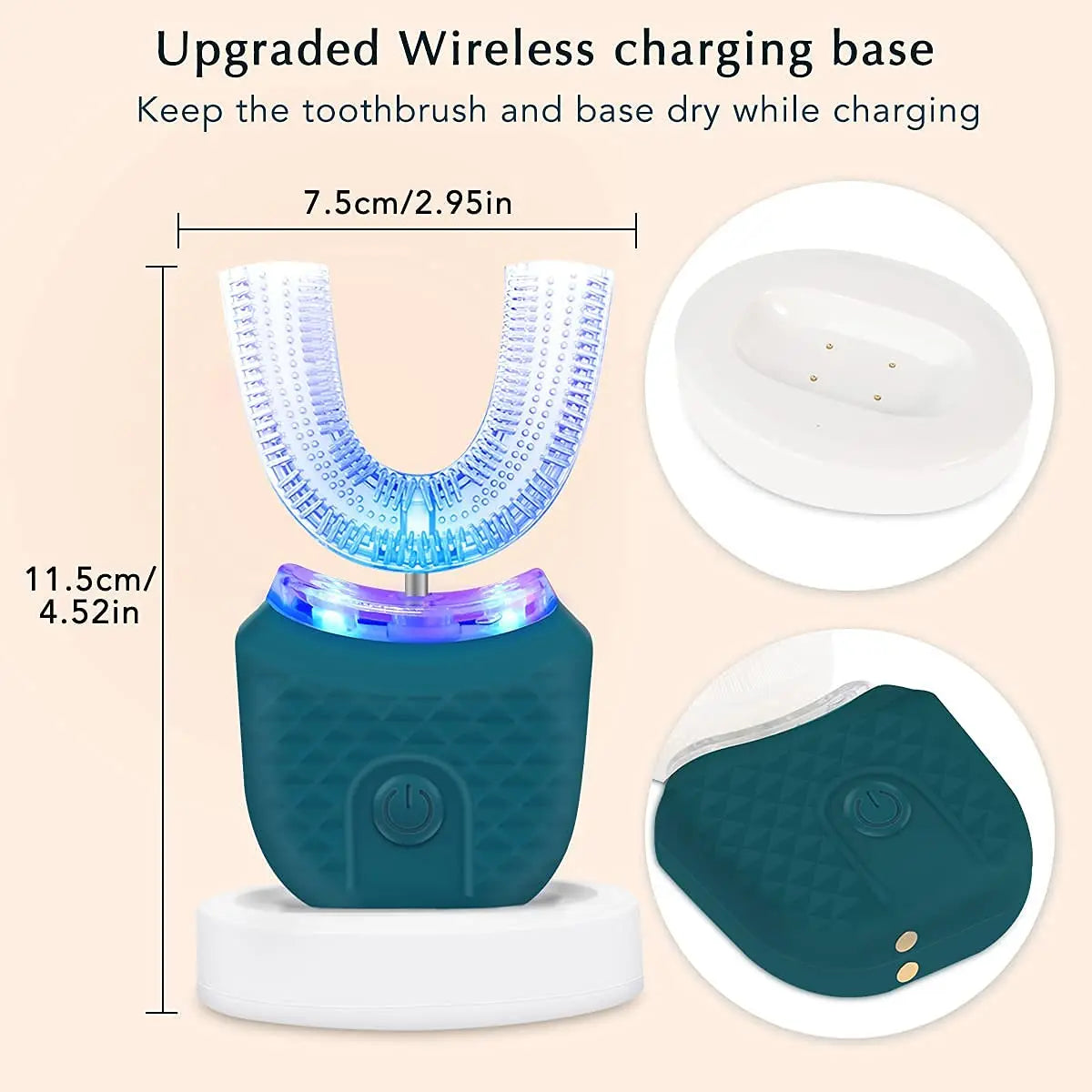 Electric U-Shaped Toothbrush for Adults - Soft-Bristles Teeth Whitening Kit, Oral Care with Auto-Timing & 360° Gum Protection