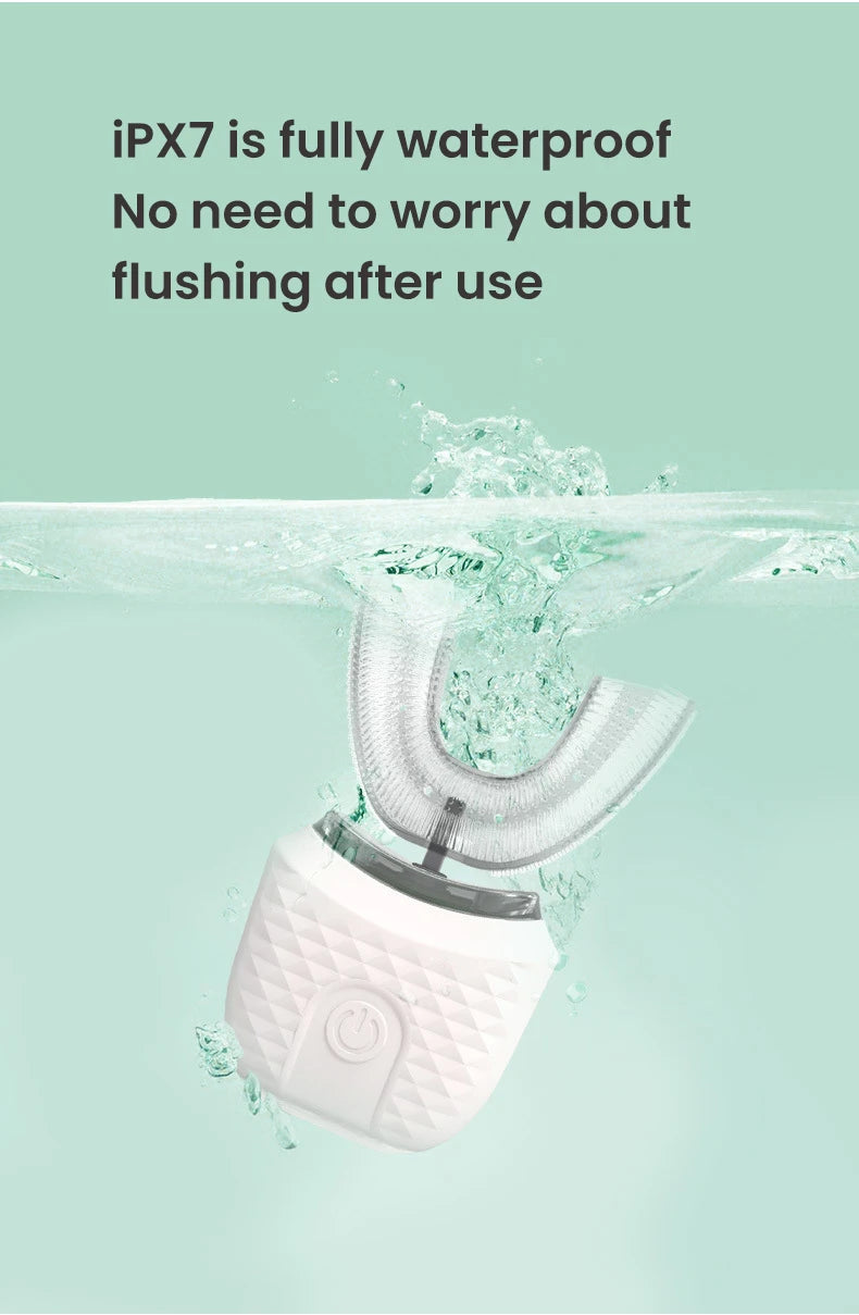 Electric U-Shaped Toothbrush for Adults - Soft-Bristles Teeth Whitening Kit, Oral Care with Auto-Timing & 360° Gum Protection