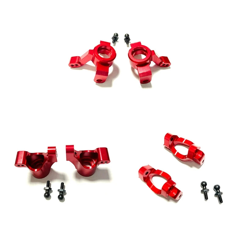 New Metal Upgrade Parts Kit Caster Block Steering Blocks Suspension Arm For Traxxas Latrax Teton 1/18 RC Car Red Parts
