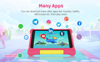 7Inch Kid Tablet Android13, 5GB RAM 32GB ROM,128GB Expand,WiFi,2500mAh Battery,Dual Camera, Children's Gift Kids Software,PK BDF