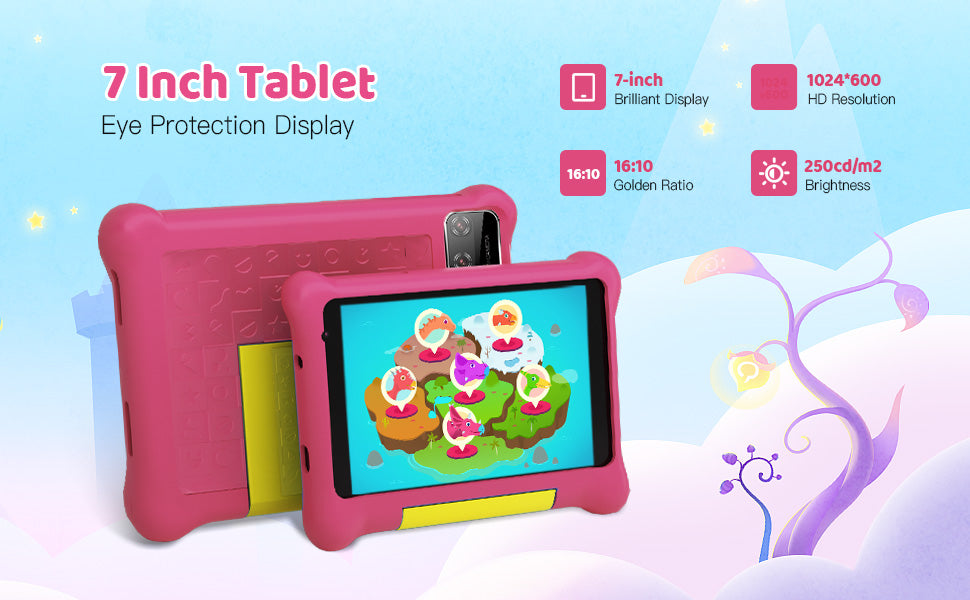7Inch Kid Tablet Android13, 5GB RAM 32GB ROM,128GB Expand,WiFi,2500mAh Battery,Dual Camera, Children's Gift Kids Software,PK BDF