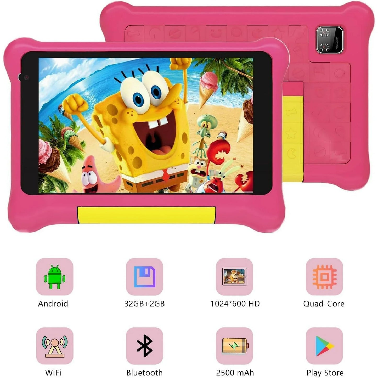 7Inch Kid Tablet Android13, 5GB RAM 32GB ROM,128GB Expand,WiFi,2500mAh Battery,Dual Camera, Children's Gift Kids Software,PK BDF