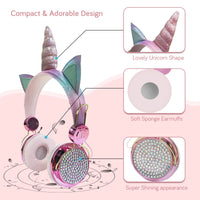 Cute Unicorn Headphones 3D Stereo Music Kids Headphones With Microphone Girls Cell Phone Children's Wired Headset Gamer Gift