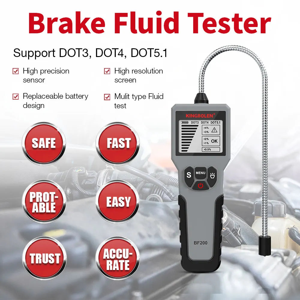 12V Auto Brake Fluid Tester Digital Car Brake Oil Tool BF200 DOT3 DOT4 DOT5.1 LED Indicator check Display Auto Oil Tool PK BF100