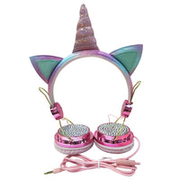 Cute Unicorn Headphones 3D Stereo Music Kids Headphones With Microphone Girls Cell Phone Children's Wired Headset Gamer Gift