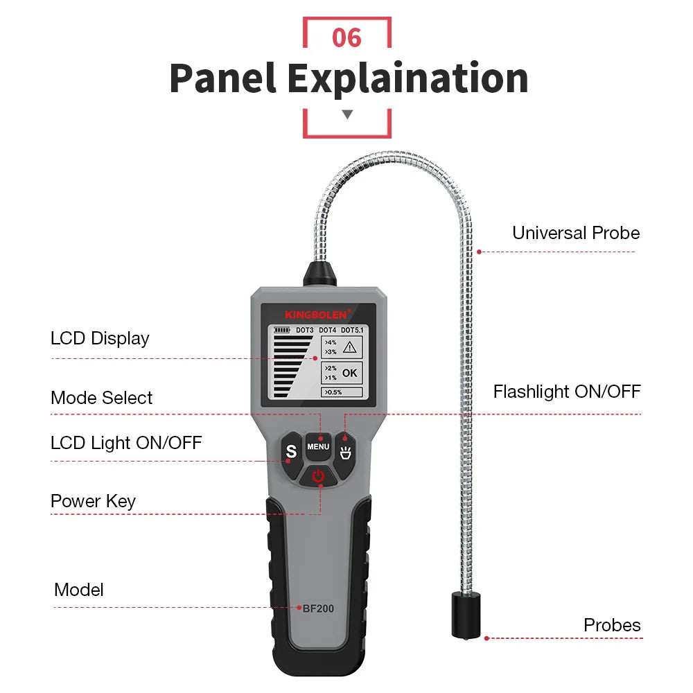 12V Auto Brake Fluid Tester Digital Car Brake Oil Tool BF200 DOT3 DOT4 DOT5.1 LED Indicator check Display Auto Oil Tool PK BF100