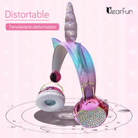 Cute Unicorn Headphones 3D Stereo Music Kids Headphones With Microphone Girls Cell Phone Children's Wired Headset Gamer Gift