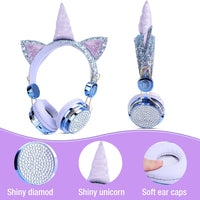 Cute Unicorn Headphones 3D Stereo Music Kids Headphones With Microphone Girls Cell Phone Children's Wired Headset Gamer Gift