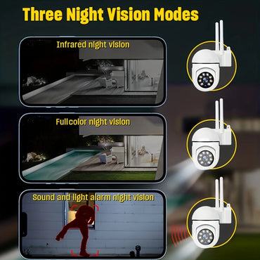 Ease Life APP Wireless 1080P HD Indoor/Outdoor WiFi Security Camera, Color Night Vision, 2-Way Audio, 360° Black Y108