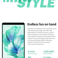 Teclast P85T 2024 Tablet Allwinner A523 8-core 1.8GHz/ 10GB(4GB+6GB) RAM/64GB ROM/8 Inch 800×1280iPS/WIFI5G/4G/5000mAh/Type-C/0