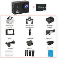 4K Action Camera A1 Ultra HD WiFi 12MP 2" LCD 30M Waterproof 170D Remote Control Helmet Bicycle Video Camera Outdoor Sport Cam