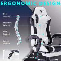 HLDIRECT Gaming Chair, Video Game Chair, Gamer Computer Chair, Ergonomic Gaming Chairs for Adults with Headrest and Lumbar Suppo