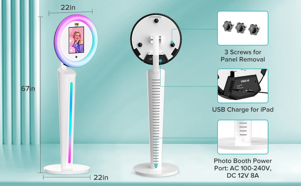 Selfie Stand Photo Booth Machine ipad Photobooth compatible for 10.2-12.9inch ipad  Photo Booth Stand Machine for Party Wedding
