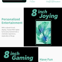 Teclast P85T 2024 Tablet Allwinner A523 8-core 1.8GHz/ 10GB(4GB+6GB) RAM/64GB ROM/8 Inch 800×1280iPS/WIFI5G/4G/5000mAh/Type-C/0