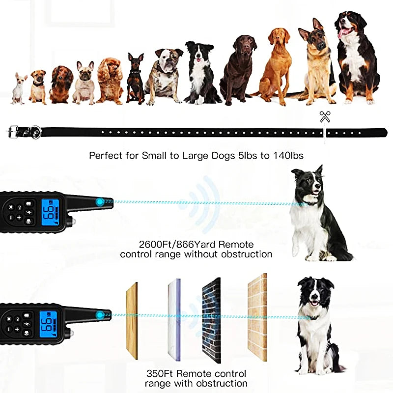 VIP Electric Dog Training Collar Waterproof Dog Bark Collar Pet With Remote Control Rechargeable Anti Barking Device Equipment