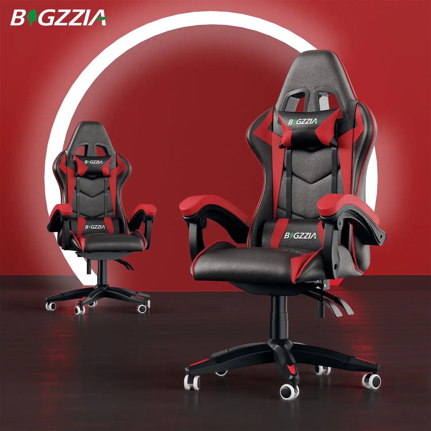 Gaming Chair PU Leather Office Chair, Reclining Racing Game Chair Back and Seat Height Adjustable Swivel Recliner