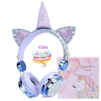 Cute Unicorn Headphones 3D Stereo Music Kids Headphones With Microphone Girls Cell Phone Children's Wired Headset Gamer Gift