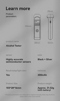 Alcotester Breath Alcohol Tester Breathalyzer Alcoholimetro Digital Detector for Home Display Drunk Driving Car Electronics