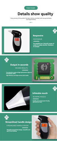 Birds Beak Vehicle Breathalyzer Blowing Digital Display Portable Drink-driving Breathalyzer Detector For Vehicle
