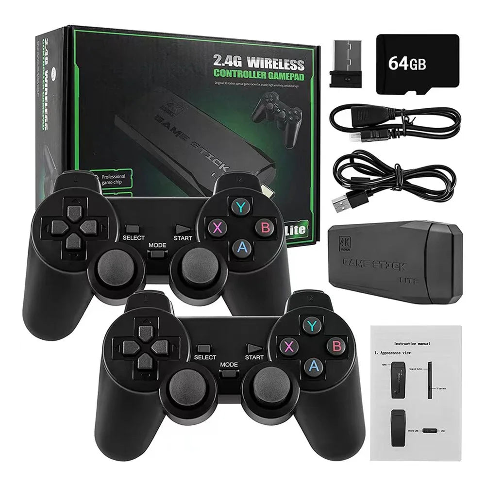 4K HD Wireless Controllers 40000+ Games 2.4G Arcade Console Support TF Card Expansion TV Mini Game Console Max 256GB for PS1