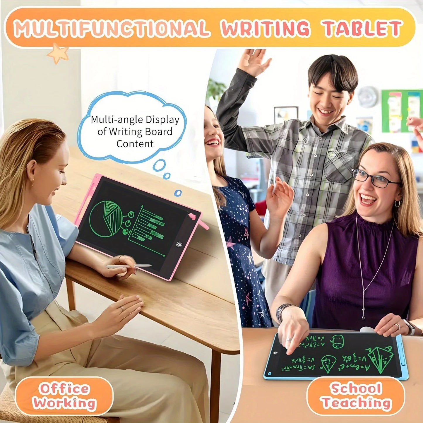 2/4Pcs LCD Writing Tablet Doodle Pad for Kids 12Inch LCD Drawing Board Colorful Reusable Writing Tablet for Educational Toy Gift