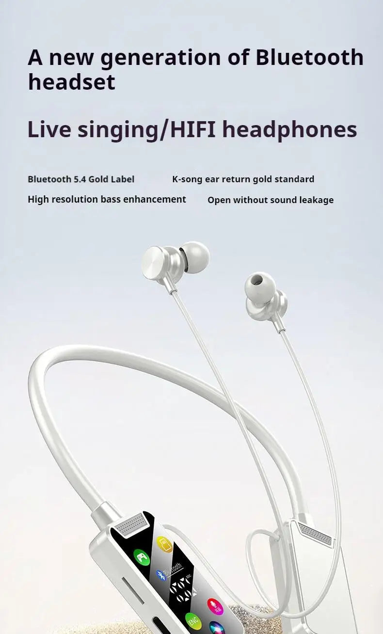 HD Screen HiFi Sound Neckband Long battery Life Wireless Bluetooth5.4 Headphones Earphones Sports Gamer Headsets Noise Reduction