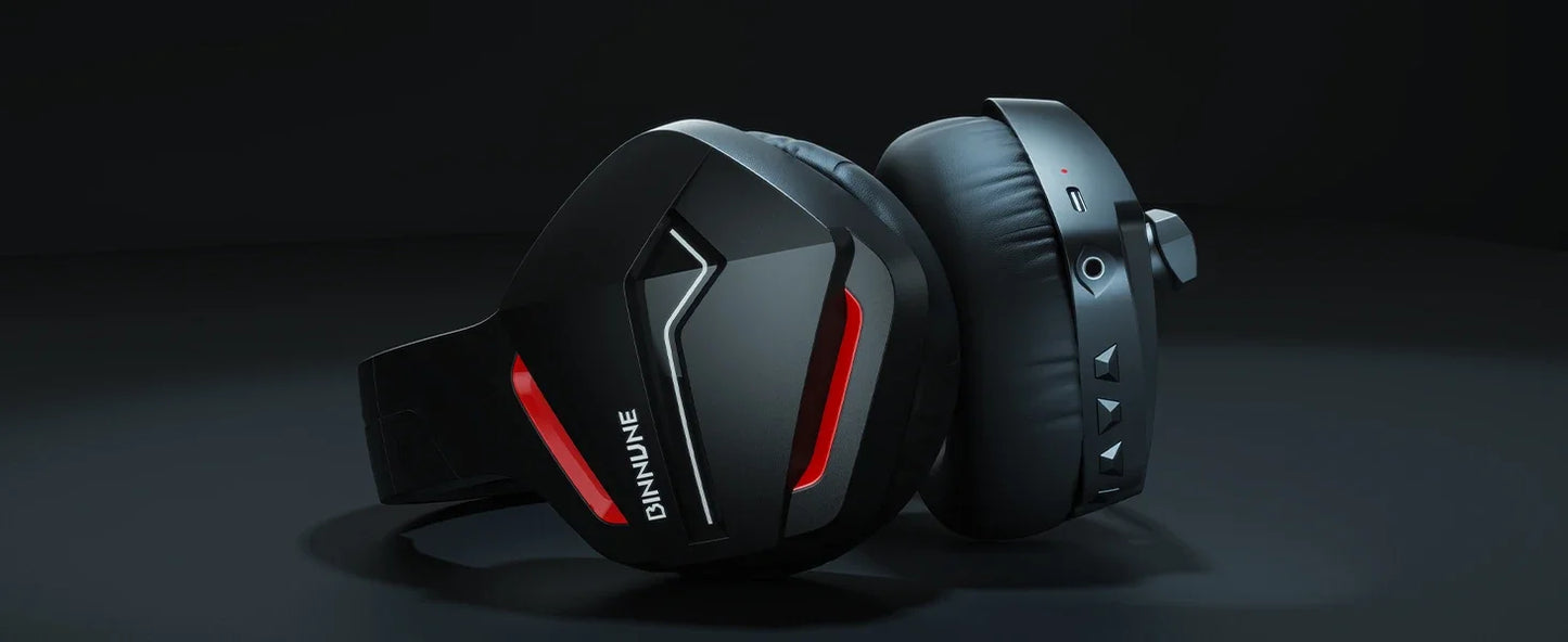 BINNUNE BW01 Wireless Gaming Headset with Mic for PC PS4 PS5 2.4G Bluetooth USB Gamer Headphones with Mic for Laptop Computer
