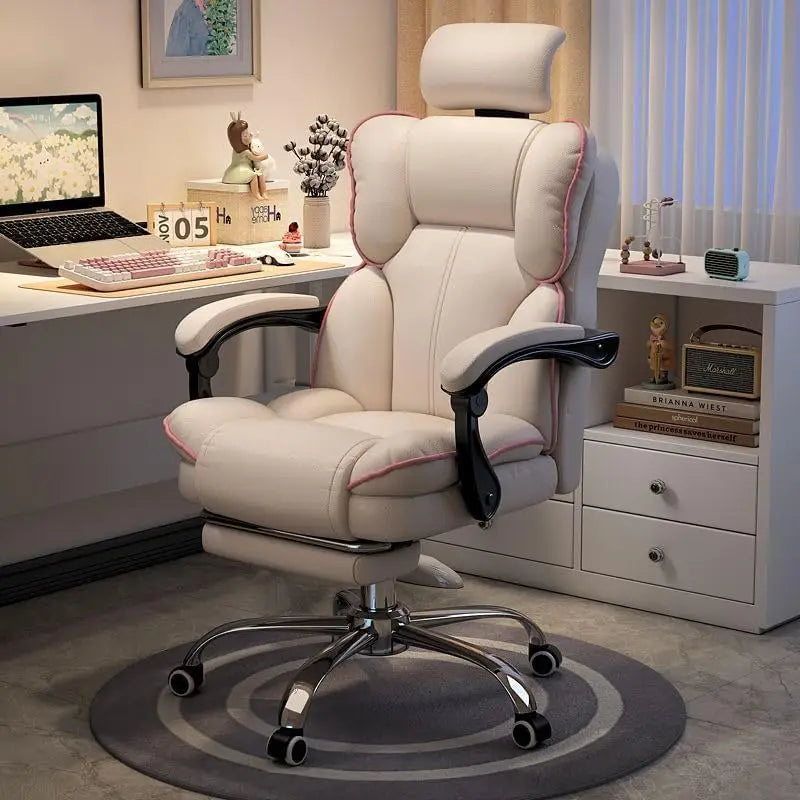 Executive Office Chair with Foot Rest High Back Office Chair Computer Gaming Chairs Big and Tall PU Leather Office Brown