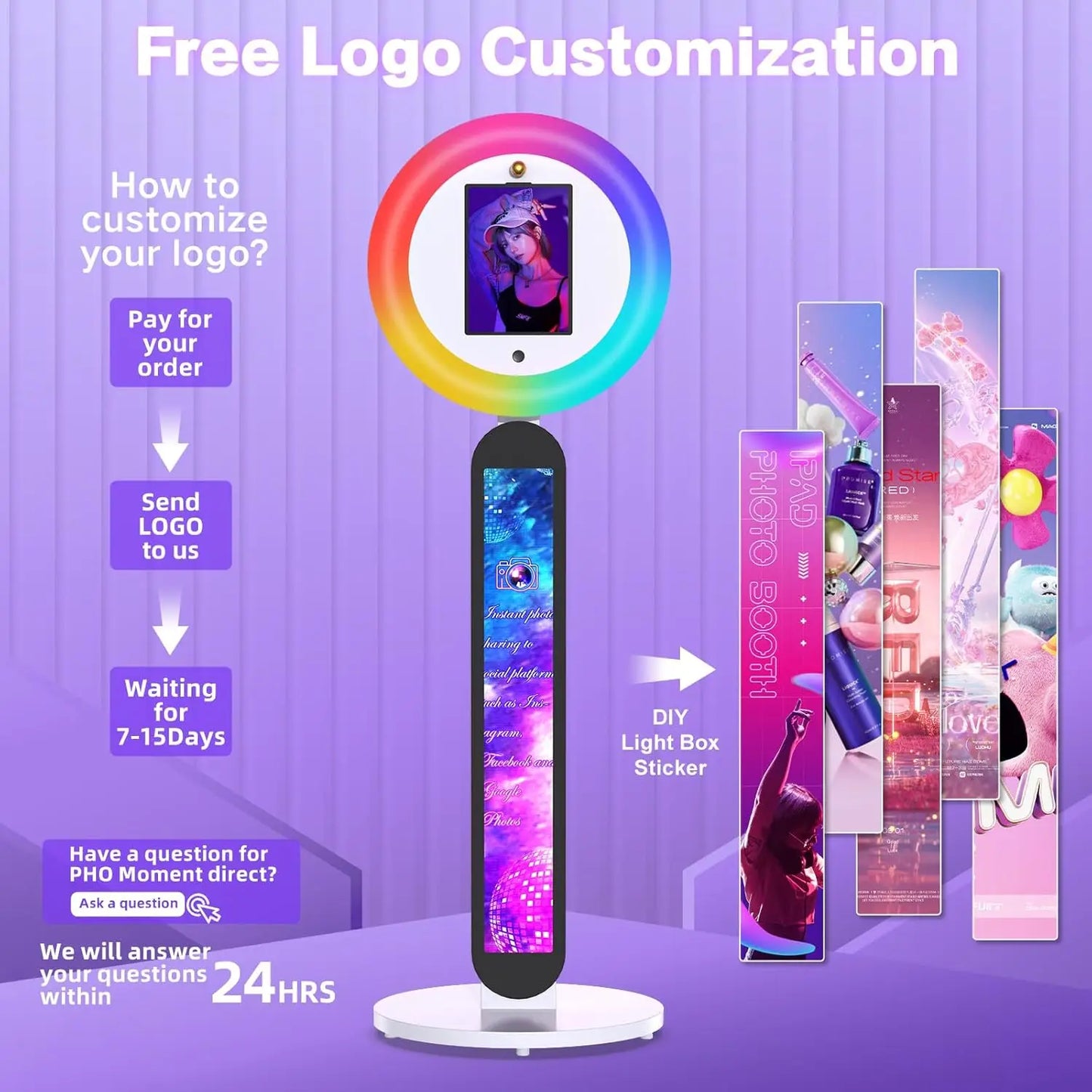 Selfie Stand Photo Booth Machine ipad Photobooth compatible for 10.2-12.9inch ipad  Photo Booth Stand Machine for Party Wedding