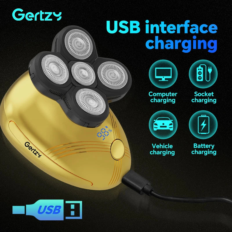 Men's 5-in-1 electric shaver with 5 rotating blades, USB charging, multifunctional personal beauty set