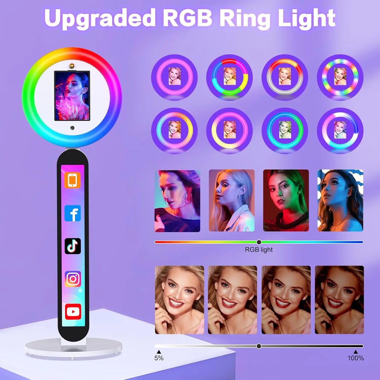 Selfie Stand Photo Booth Machine ipad Photobooth compatible for 10.2-12.9inch ipad  Photo Booth Stand Machine for Party Wedding