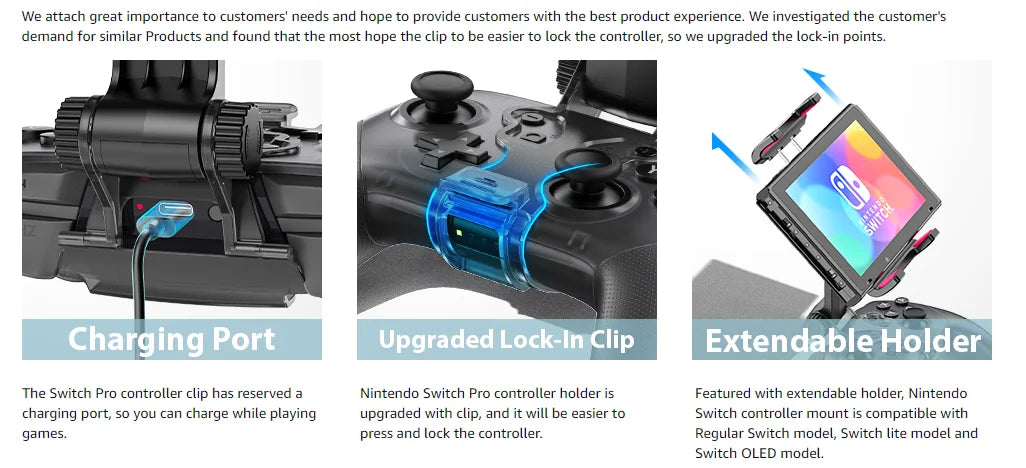 Adjustable Switch Pro Controller Handle Bracket Game Accessories Gamepad Clip Clamp Holder Mount