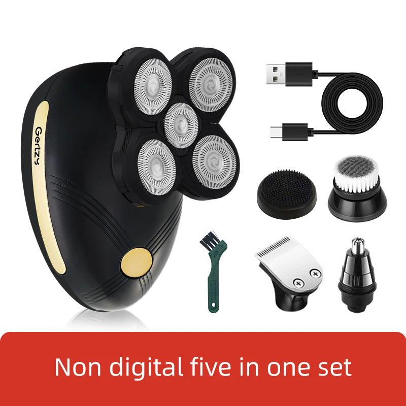 Men's 5-in-1 electric shaver with 5 rotating blades, USB charging, multifunctional personal beauty set
