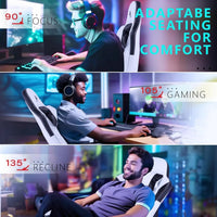 HLDIRECT Gaming Chair, Video Game Chair, Gamer Computer Chair, Ergonomic Gaming Chairs for Adults with Headrest and Lumbar Suppo