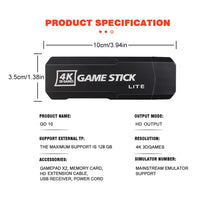 4K HD Wireless Controllers 40000+ Games 2.4G Arcade Console Support TF Card Expansion TV Mini Game Console Max 256GB for PS1