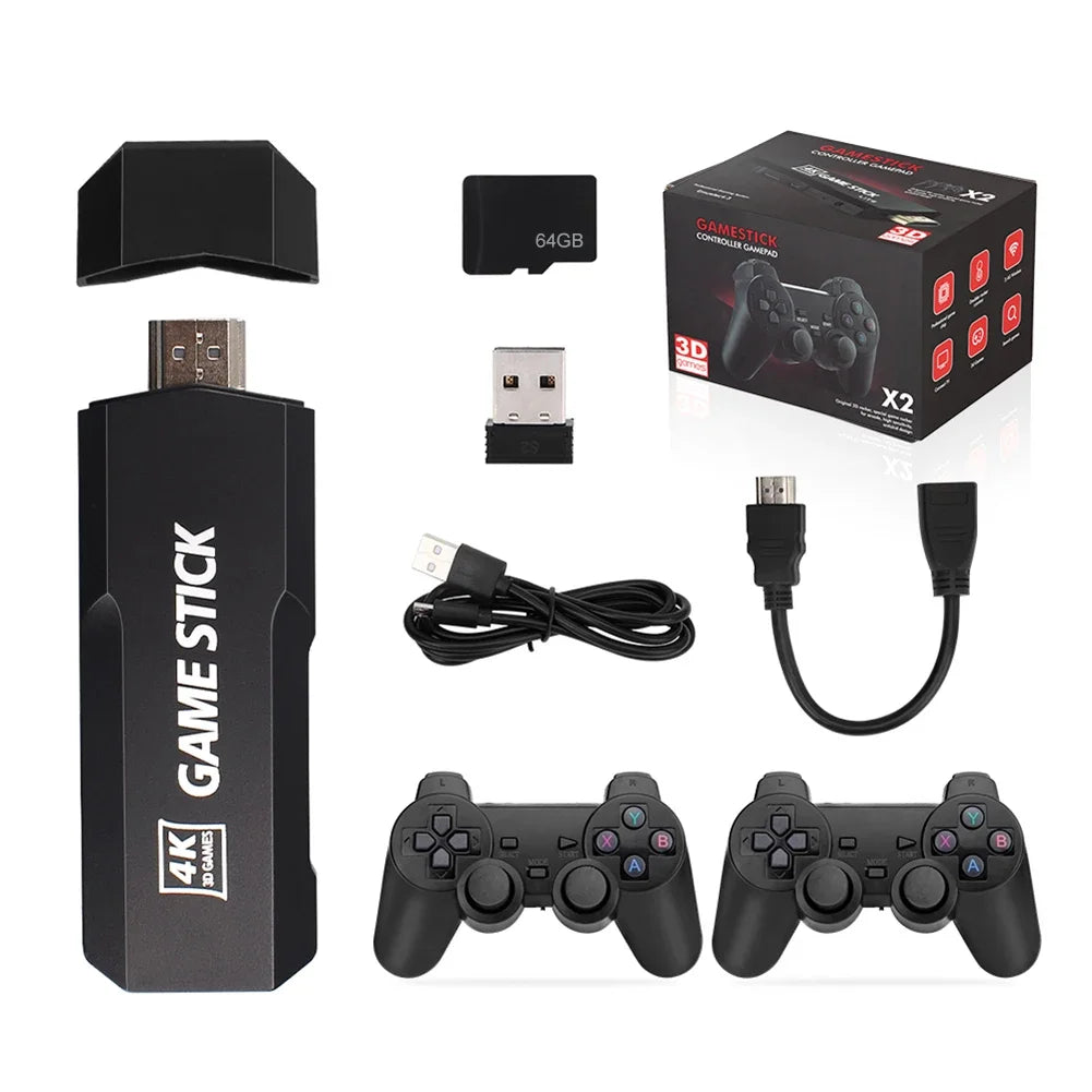 4K HD Wireless Controllers 40000+ Games 2.4G Arcade Console Support TF Card Expansion TV Mini Game Console Max 256GB for PS1