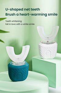 Electric U-Shaped Toothbrush for Adults - Soft-Bristles Teeth Whitening Kit, Oral Care with Auto-Timing & 360° Gum Protection