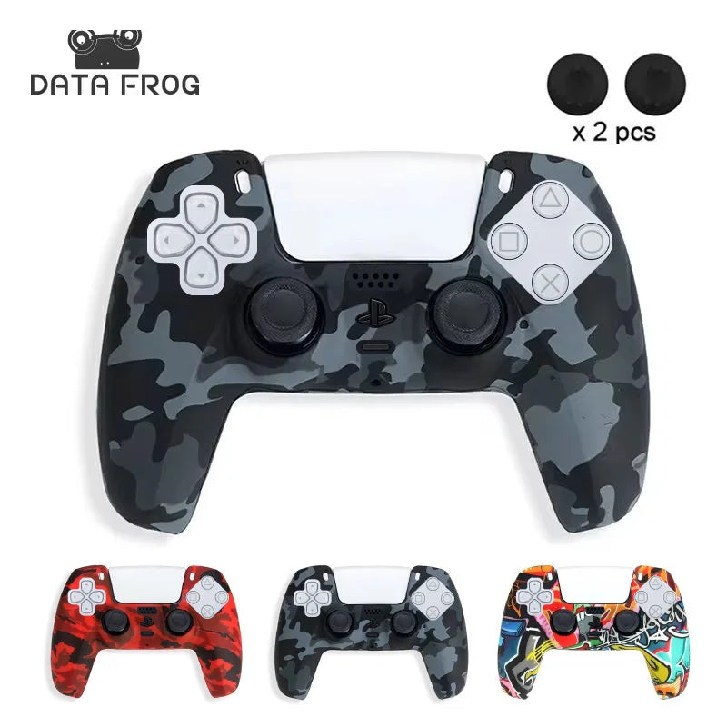 DATA FROG Camo Protective Skin Cover For SONY Playstation 5 Silicone Case Grip for PS5 Controller Accessories