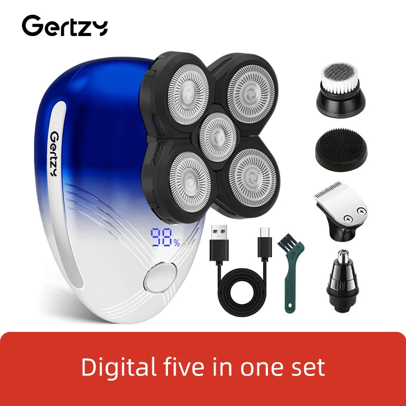 Men's 5-in-1 electric shaver with 5 rotating blades, USB charging, multifunctional personal beauty set