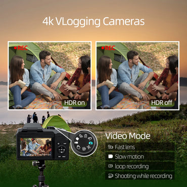 NBD 64MP Digital Camera for Photography, 4K Vlogging Camera with 3’’ Flip Screen,16X Digital Zoom,2 Batteries, 32GB TF Card