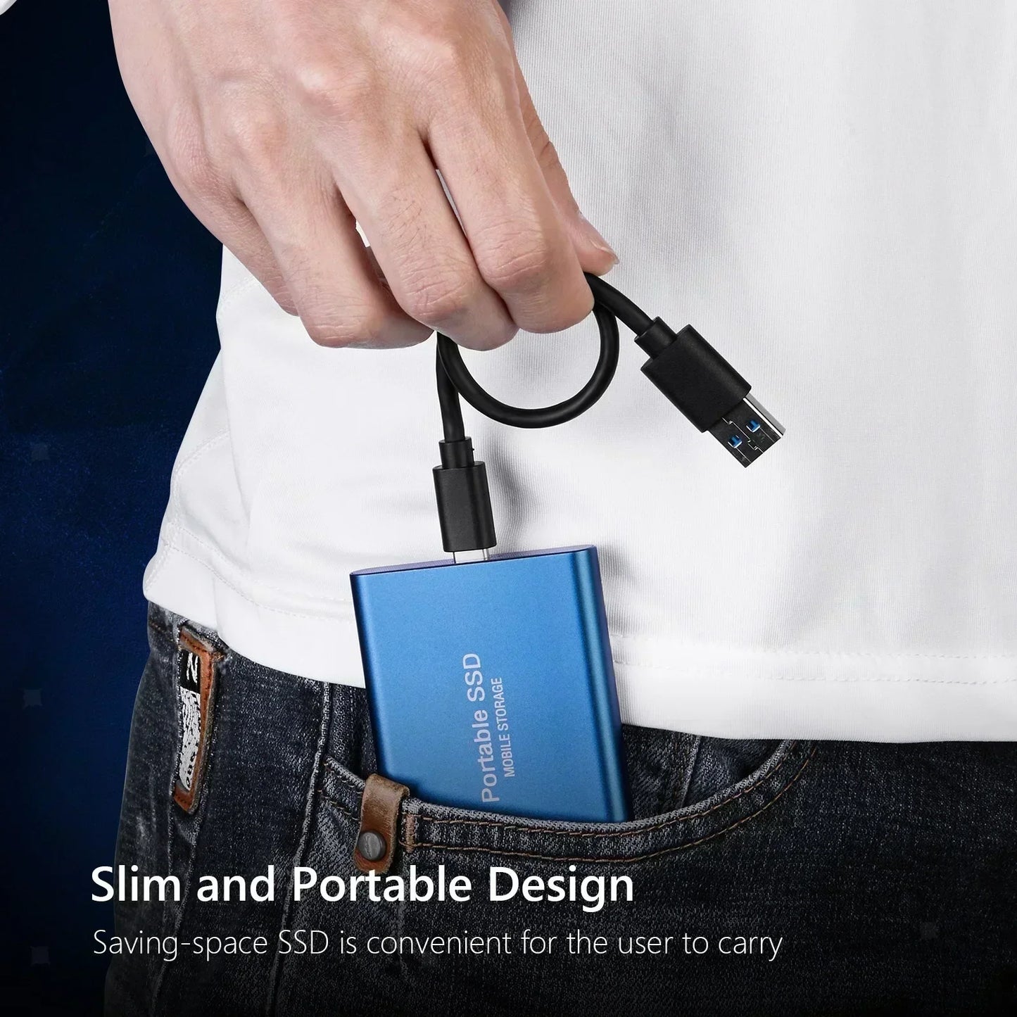 External Hard Drive SSD 4TB - USB 3.0 Solid Disk Fast Transfer Shockproof Large Backup Plug & Play Compatible with Mac/PC/Phones
