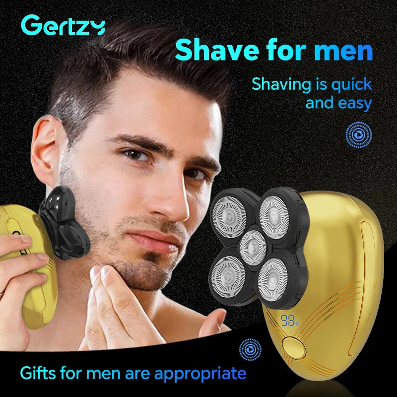 Men's 5-in-1 electric shaver with 5 rotating blades, USB charging, multifunctional personal beauty set