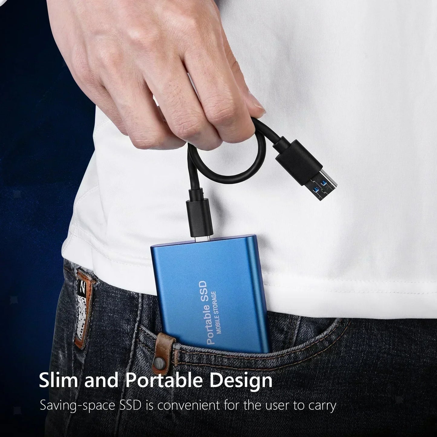 External Hard Drive SSD 4TB - USB 3.0 Solid Disk Fast Transfer Shockproof Large Backup Plug & Play Compatible with Mac/PC/Phones