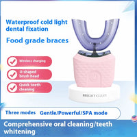 Electric U-Shaped Toothbrush for Adults - Soft-Bristles Teeth Whitening Kit, Oral Care with Auto-Timing & 360° Gum Protection